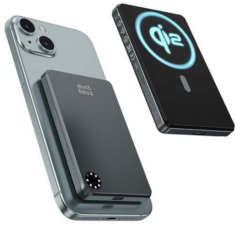 Minthouz Qi2 Power Bank, 5,000mAh Magnetic PowerBank with 20W USB-C,15W Ultra-Fast Wireless Charging MagSafe Portable Charger,Compatible with iPhone 16/15/14/13/12/Pro/Pro Max Series,Samsung,Air Pods
