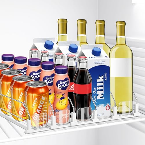 Hanmir Drink Organizer for Fridge, 5 Row Automatic Pushing Drink Dispenser