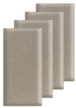 EUNEWR Wandpaneele Gepolsterte, 4 Stück 40x20cm Polsterplatte Selbstklebend, Wandkissen Wandpolster Für Bettkopfteil, Kinderzimmer, Schlafzimmer & Büro, Weiche Füllung (Hellbraun)