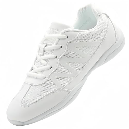 Kvwqoty Chaussure de Cheer Blanches Baskets de Cheerleading Femme Enfant | Chaussures de pom-pom girl Baskets de danse en maille respirante pour entraînement compétition et gymnastique