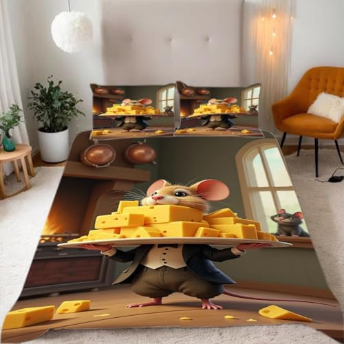 Zbeiba Bettwäsche 135x200 Butter-Baby-Hamster Muster 3D Drucke geeignet für Teenager Kinder Bettwäsche-Set Mikrofaser Bettbezug Mit Reißverschluss Und 2 Kissenbezug (135x200+2 * 80x80,#5