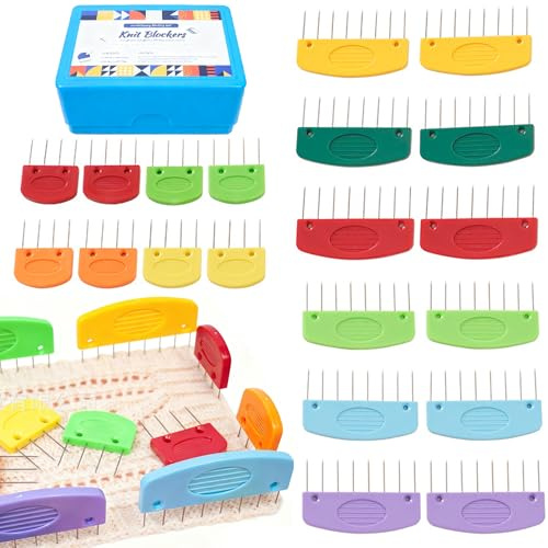 WDEC 20PCS Kammnadeln Strick Blockern Stricken Set, Viele Größen, Knit blockers box, Kammnadeln zum Spannen für Spannmatten Stricken, Strickblocker Strick-Blockierkämme Spannnadeln, Strickblocker ﻿