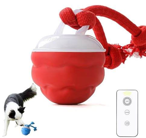 Interactive Cat Dog Ball Toys, Smart Chase Pet Toy Balls, 3 Modes (Standby/Slow/Fast), 360° Automatic Rolling Pet Ball with Tail, Boredom Relief, Rechargeable Electric Ball, for Pets Gifts (red)