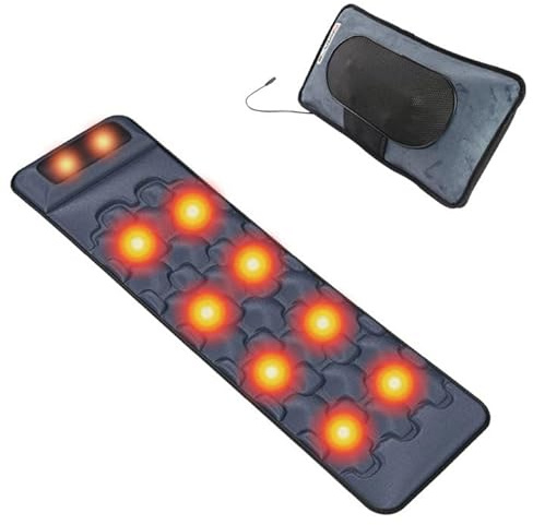 Ganzkörper-Massagematte, 160x50 cm mit Wärme, 30 Massageköpfen, 4-in-1 Luftdruck, Knet-, Vibrations- und Wärmefunktion, Smart-Kopfstütze mit 6 Tasten, abnehmbar, Massagematte Elektrisch Ganzkörper