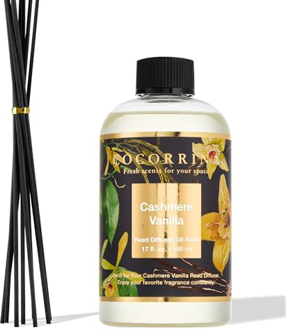 COCORRÍNA Reed Diffuser Refill with 8 Sticks, Cashmere Vanilla 500ml Scented Oil Refill for Reed Diffuser Home Fragrance for Bedroom, Bathroom Office Home Décor