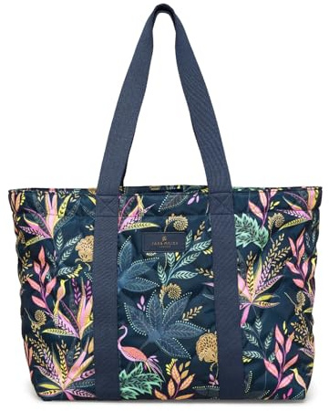 Sara Miller London Gesteppte Reisekollektion – Übergroße Tragetasche für Damen, Handtasche mit großem Fassungsvermögen, Schnappverschluss, Botanisches Paradies
