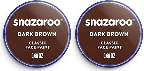 Snazaroo Classic Face and Body Paint for Kids and Adults, Dark Brown Colour, Water Based, Easily Washable, Non-Toxic, Makeup, Body Painting for Parties, for Ages 3+ (Pack of 2)
