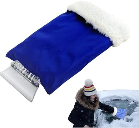 WUYJI Ice Scrapers, Einteiliger Eiskratzer für Autos mit Handschuhen, wasserdichte Eiskratzerhandschuhe für Autos, geeignet für Autofenster und Windschutzscheiben (blau)