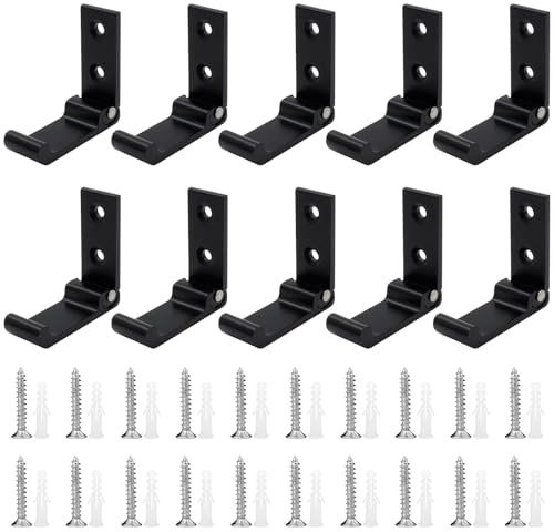 Rebanky 10 Wandhaken Klappbar Edelstahl Faltbarer Wandhaken Schwarz für Bad | 90 Grad Klappbarer Kleiderhaken mit Schrauben für Handtücher und Kleidung in Bad, Küche, Flur und Outdoor