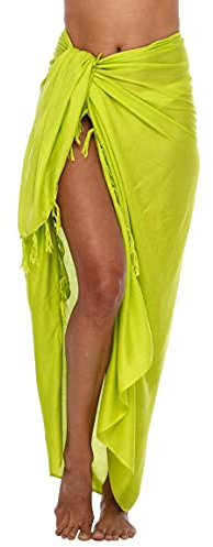 SHU-SHI - Damen Sarong/Pareo für den Strand - zum Tragen über Badeanzügen - Einheitsgröße - Limettengrün