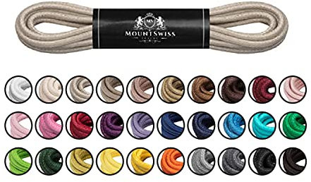 Mount Swiss Luxury Schuhbänder I Wasserabweisende und reißfeste Schnürsenkel rund ø 2-3 mm aus feiner Baumwolle/gewachst Farbe: Light.beige, Länge: 90 cm