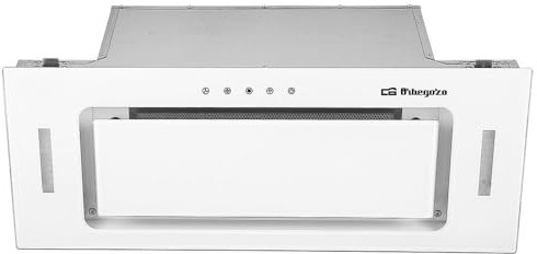 Orbegozo CA 09190 BL - Campana extractora cassette 90 cm, Clase A, frontal cristal templado blanco, extracción 637,1 m3/h, 3 niveles de potencia, iluminación LED