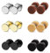 Aroncent 6 Paar Ohrstecker Tunnel Set 8mm Edelstahl Holz Runde Fake Plugs Ohrringe Cheater Illusion Ohr Piercing, Gold Schwarz Silber Braun