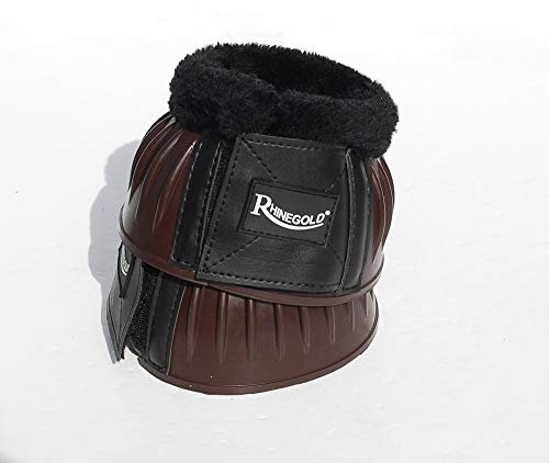 Rhinegold 0 Fleece Trim Over-Reach Boot-Large-Brown/Black Hufglocken, braun/schwarz, L