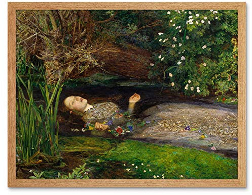 John Everett Millais Ophelia Cropped Art Print Framed Poster Wall Decor 12x16 inch