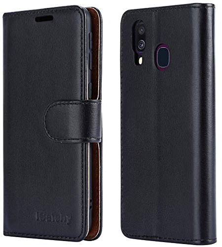 iCatchy For Samsung Galaxy A40 Case Wallet Book [Stand View] Cover Magnetic Closure [Kickstand] Full Protection Premium Leather Folio Case Compatible with for Samsung Galaxy A40 (Black)