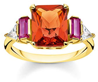 THOMAS SABO Damen Ring Farbige Steine Gold 925 Sterlingsilber, 750 Gelbgold Vergoldung TR2262-488-7
