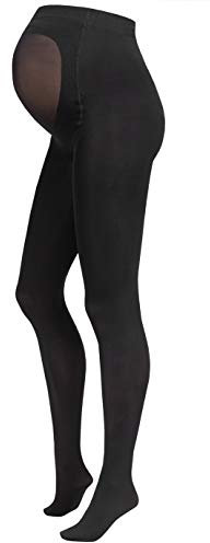 Herzmutter Collant opaques de Grossesse - Collants de Maternité noirs matt - Voile 80DEN - Certifié Oeko-Tex 100 - Lot de 1-1300 (M-L, Noir | Avec pied | 1x)