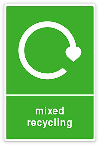 Pack of 2 Mixed Recycling Stickers for Bins Self Adhesive (A6-150 x 100 mm) Waterproof Recycling Stickers for Bins Sara Prints®