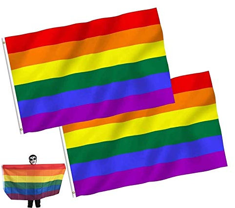 LIUJZZJ Pack de 2 banderas del orgullo gay, arco iris, 150 x 90 cm