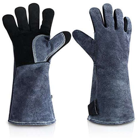 Cuir haute température extérieure 500 degrés Barbecue flamme Gants Retardant, cuisson isolé Four Mitten