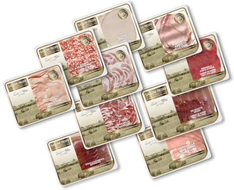 Großer Wurstwarenmix Salumi Pasini® | 10 Schalen gemischter Wurstwaren (1 Schale pro Sorte) | 840 gr