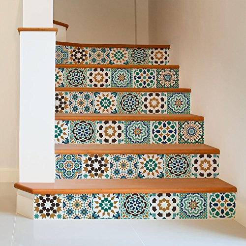 RE-COVERTILES - Adesivi per Piastrelle Bagno e Cucina 24 Pz 10x10 cm - PS00098 Decorazione murale in PVC Impermeabile mattonelle Mosaico Stile cementine Azulejos