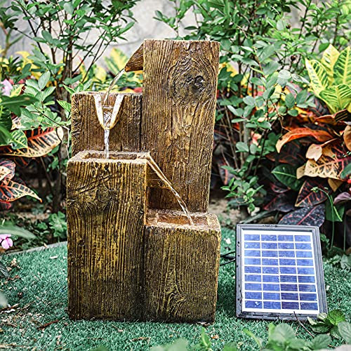 BTGGG Solar Powered Garden Water Feature Garden Fountain Self Containing Water Feature Garden Ornament Fountain for Garden Pond, Terrace, Pond, Balcony Outdoor Rockery Decoration with LED Light