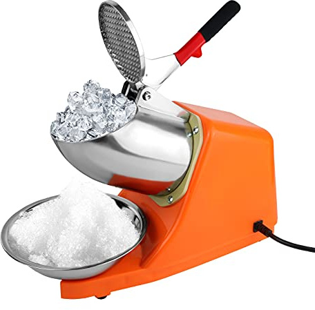 Electric Ice Crusher with Dual Blades,300W Electric Ice Shaver Machine (176lbs/80kg Per Hour,2200rpm) with Cover and Bowl 110V Electric Snow Cone Maker for Shaved Ice,Margaritas,Home Commercial Use
