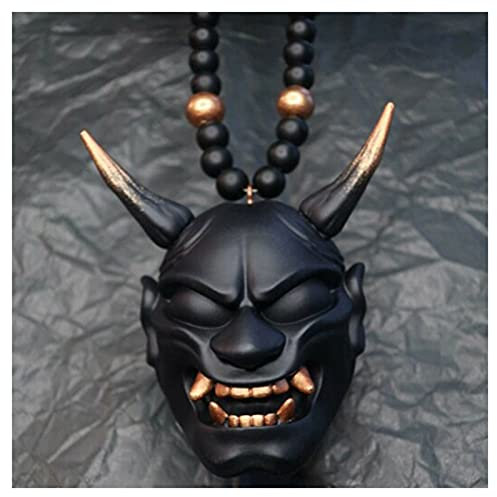 Syfinee Hannya Japanische Oni Maske Anhänger – Samurai Kabuto Helm Auto Rückspiegel Anhänger, japanischer Samurai Assassin Demon Oni Auto-Dekoration Auto Ornament
