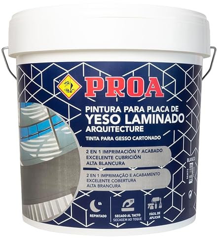 PINTURA PLACA DE YESO LAMINADO. MATE. Blanco. 15 L. especial para pladur o planchas prefabricadas. Gran cubrición