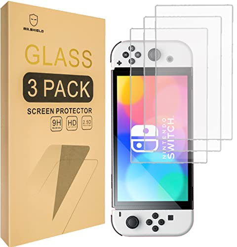Mr.Shield Schutzfolie Kompatibel mit Nintendo Switch OLED [3 Stück] Schutzglas Schutzglasfolie 9H Härte, HD Klare Displayschutzfolie