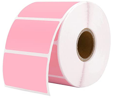 MUNBYN 57x32mm Thermodirekt-Etiketten, Selbstklebend Adressaufkleber, BPA&BPS Freies Quadratisches Etiketten für Thermo-Etikettendrucker-1 Rolle,1000 Etiketten Rosa