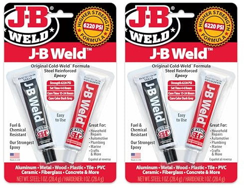 J-B Weld Original Epoxy, époxy renforcé en acier, haute résistance, lot de 2, gris foncé (8265S-2)