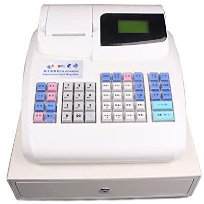 FONOBO Elektronische Registrierkasse mit Belegdrucker, 48 Tasten, erhöhte Tastatur, 6 Digitale LED-Registrierkasse, für Supermarkt und Einzelhändler,White