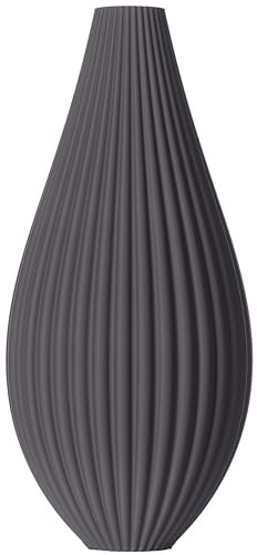 3D Vase Dekovase Sina XL 40cm Bodenvase Dunkelgrau Deko Vase Pampasgras Trockenblumen
