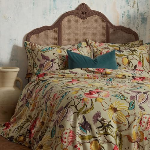 EW by Edinburgh Weavers Morton Floral Duvet Set – Luxury Cotton Sateen Bedding, Designer Floral Print, 2000 Thread Count (Chintz – Super King)