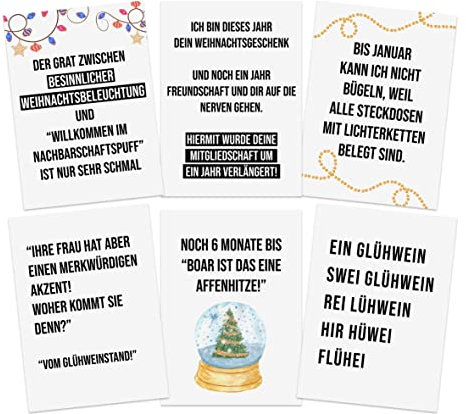 Nastami Sarkastische Weihnachtskarten lustig Set 6-teilig Postkarten Weihnachten