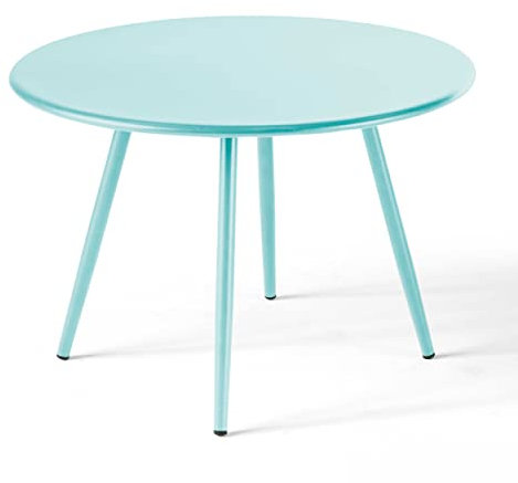 Oviala Couchtisch rund aus Metall, Türkis, 40 cm – Palavas