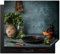 KitchenYeah© Herdabdeckplatte Einteilig Abdeckplatten Cerankochfeld Abdeckung Ceranfeld Herdplattenabdeckung Induktionsmatte Kräuter - Gewürze - Pfanne - Messer - Grau - Rustikal - 59x52 cm