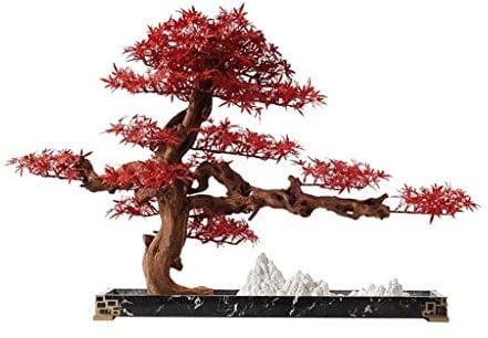 Simulation Topfpflanzen Bonsai-Baum Künstlicher Bonsai-Baum Künstliche rote Ahorn-Marmor-Metall-Arbeitsplatte