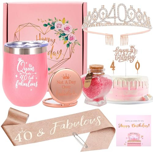 AWDK 40th Birthday Gifts for Women - 9 PCS Crown Gifts