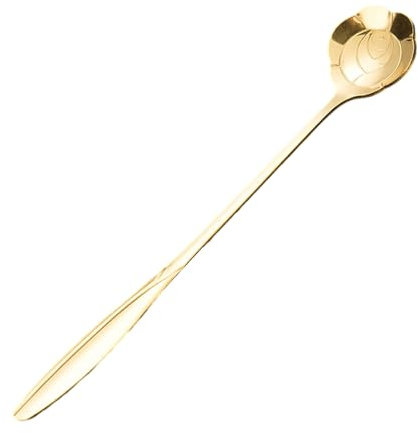 Cucchiaio a Manico Lungo | Cucchiaio a Forma di in Acciaio Inossidabile Dorato | Forniture per Posate a Motivo di Rose per tè, caffè, Miele, Insalata, Bevande e Dessert
