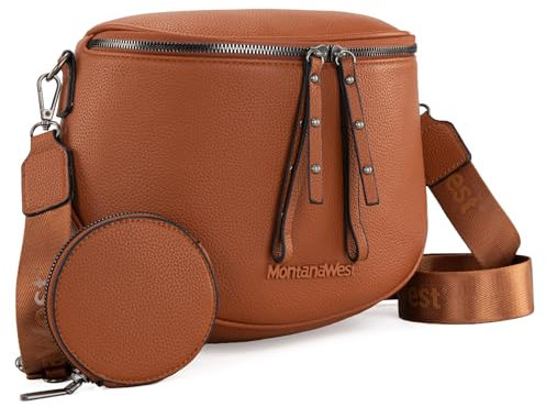 Montana West Crossbody Bags Bauchtasche für Damen, große Bauchtasche, Schultertasche mit verstellbarem Riemen, Large-braun, modisch