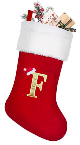 NIBESSER Chaussette de Noël personnalisée Lettre Lot de 1 Grande Noël Bas Personnalisable a Suspendre Sac Cadeau Chaussettes Bottes de Noël Rouge Chaussette Décorations de cheminée pour Sapin de Noël