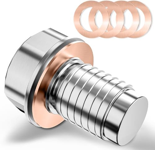 JIZZU Arandela Carter Aceite, Perno Magnético de Drenaje de Aceite para Motor de Acero Inoxidable M12 x 1.75, Tapones Magnéticos de Drenaje de Aceite a Prueba de Fugas