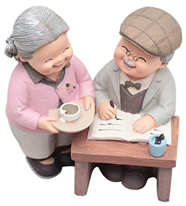 Abaodam 1stück Elderly Couple Resin Statue Romantische Dekoration Für Wohnzimmer Und Schlafzimmer Perfektes Zu Hochzeiten Jubiläen Und Feiertagen Hochwertige Verarbeitung Langlebig Und