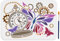 MAYJOYDIY Uhr Schmetterlings Schablone 29.7 × 21cm Zahnraduhr Schmetterlings Schablone Mit Pinsel Wiederverwendbare Vintage Antik Taschenuhr Schablone Zum Malen Auf Möbeln Holz Leinwand Papier Wand