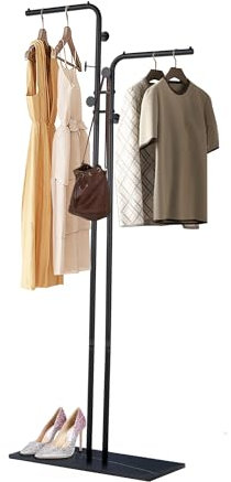 bimiti Garderobenständer mit Rock Slab Base Garderobenständer,Metall Kleiderbügel Stand, Freistehend Jackenständer für Entryway, Wohnzimmer, Schlafzimmer, Büro, 170CM hoch (Schwarz)