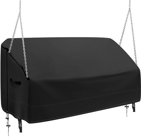 widesmile Schaukelabdeckung, hängende Veranda-Schaukel, wasserdicht, Outdoor-Hängematte, Schaukel, Terrasse, Holzhof, Schaukel, Stuhlbezug, Ersatz (schwarz, 142 x 81 x 64 cm)